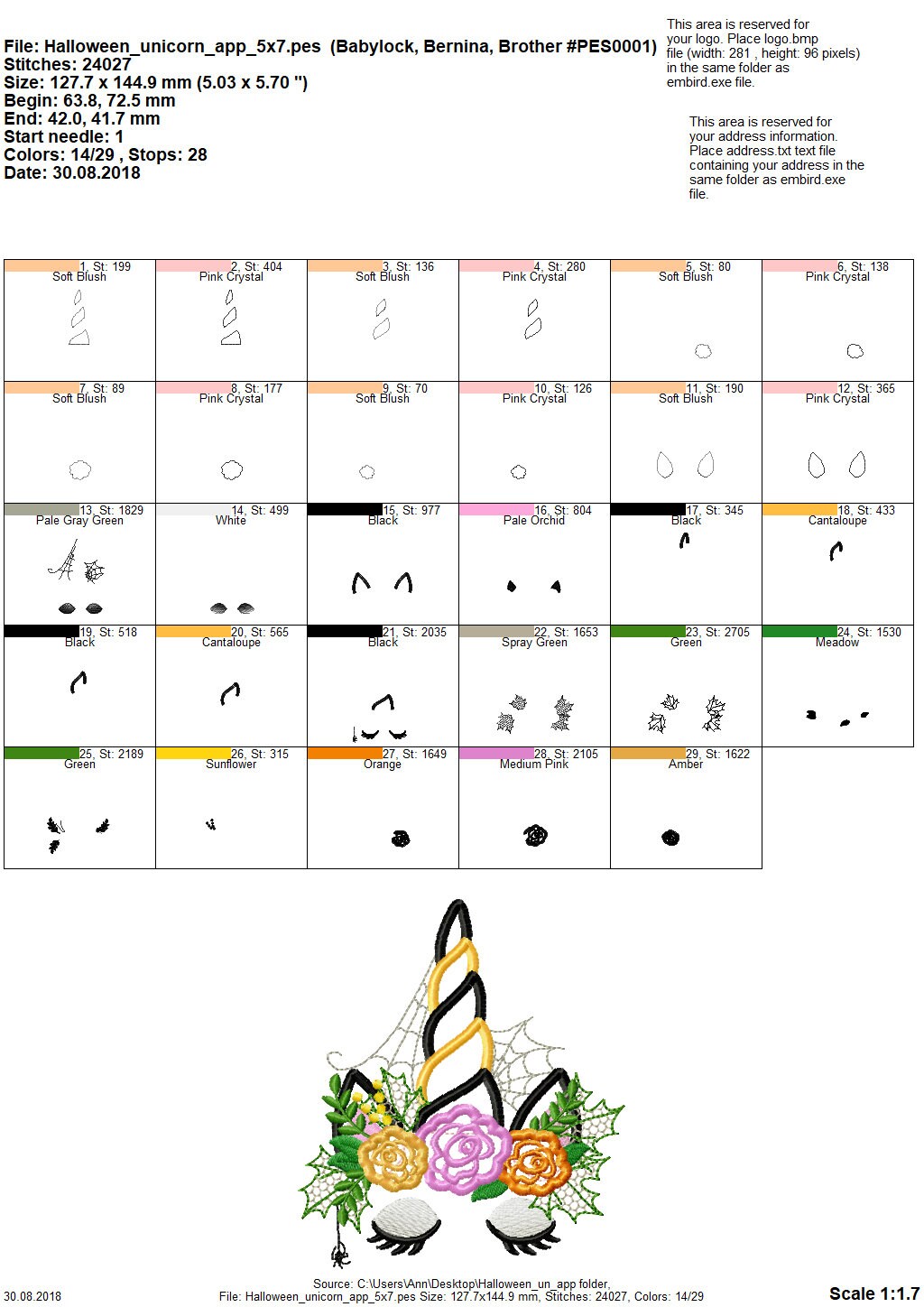 Shabby Chic Floral Halloween Unicorn