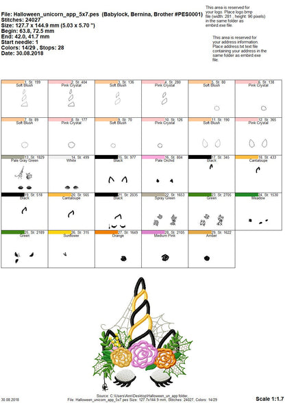 Shabby Chic Floral Halloween Unicorn