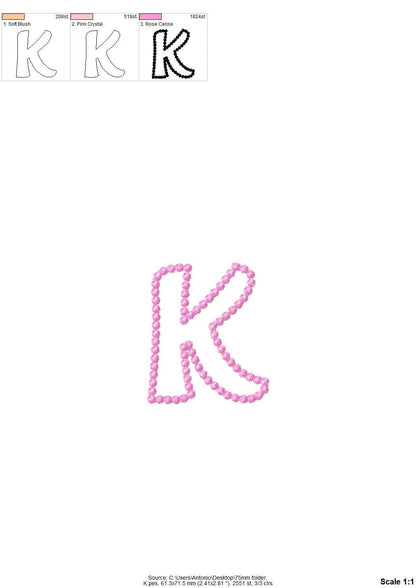 Pearl Stitch Outline Applique Font