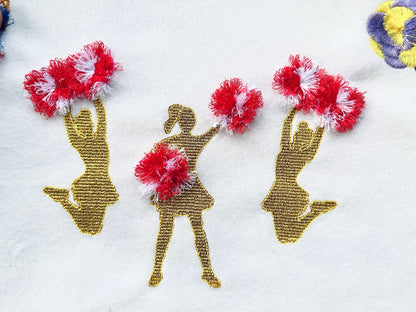 Glitter Cheerleader with Fringed Pom Poms Set