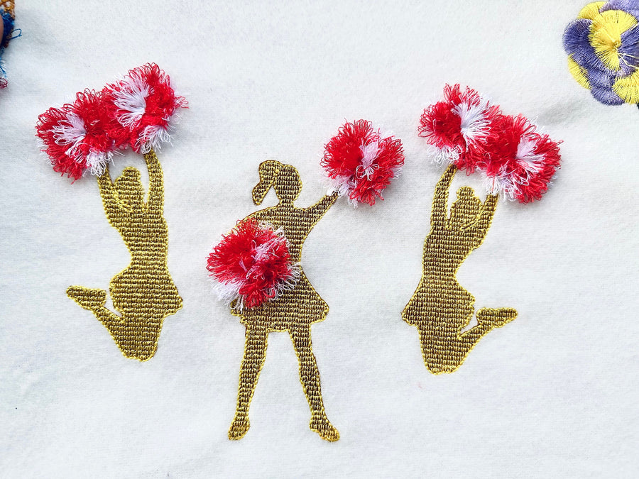Glitter Cheerleader with Fringed Pom Poms Set
