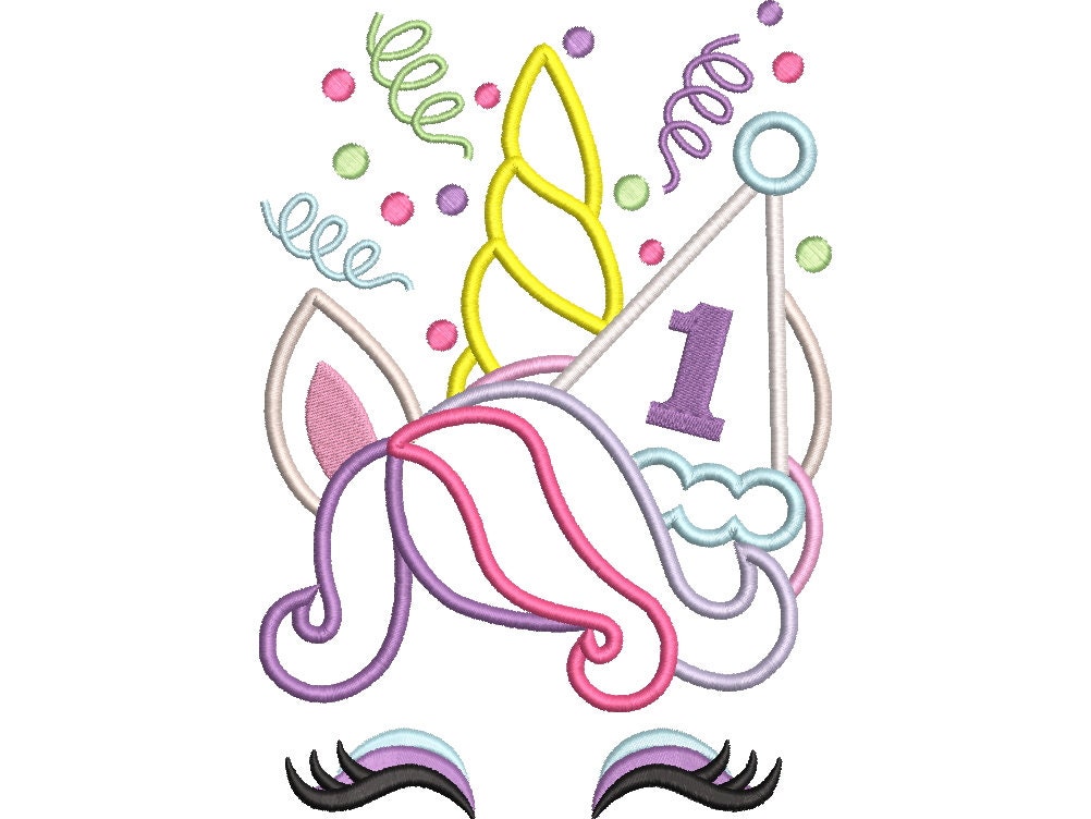 Pretty Eyes Unicorn Birthday Numbers Applique