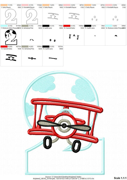 Airplane Cloud Birthday Number 2 Two