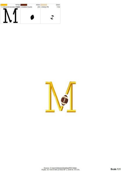 Satin Stitch Football Font Set of 2