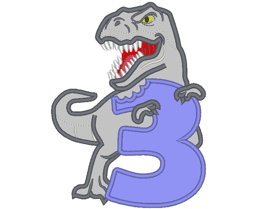T-rex dinosaur Birthday number three 3 Birthday outfit machine