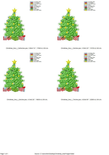 Fringed Christmas Tree with Gifts