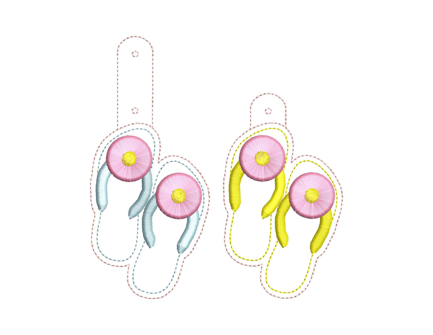 Flip Flops Fringed Flower Keychain
