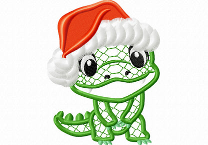 Crocodile Gator Fringed Santa Hat Applique