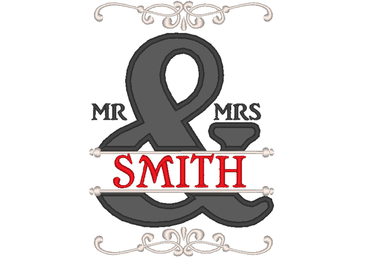 split Ampersand family machine embroidery applique 2 types and mini