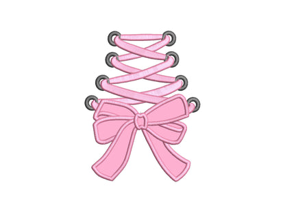 Girly Lace Up Bow Applique