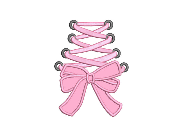 Girly Lace up Bow Applique