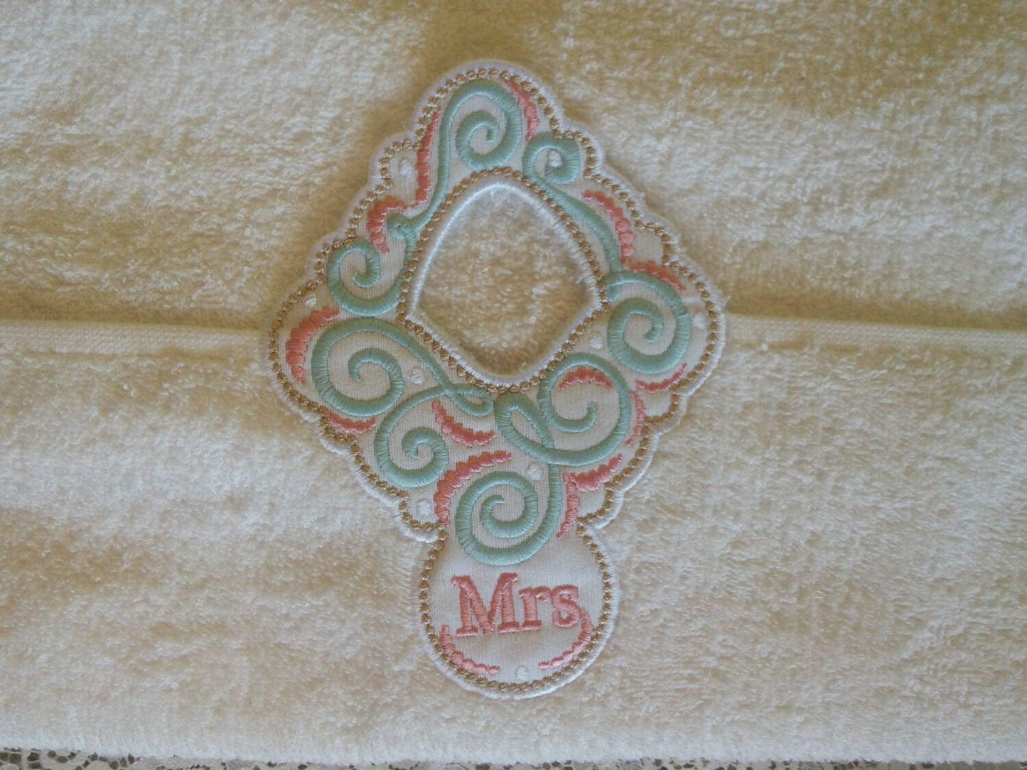 Mr And Mrs Wedding Towel Hanging Hole Topper