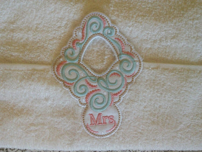 Mr And Mrs Wedding Towel Hanging Hole Topper