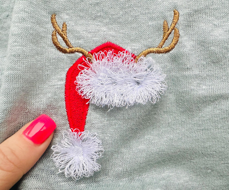 Fringed Deer Antlers and Santa Hat
