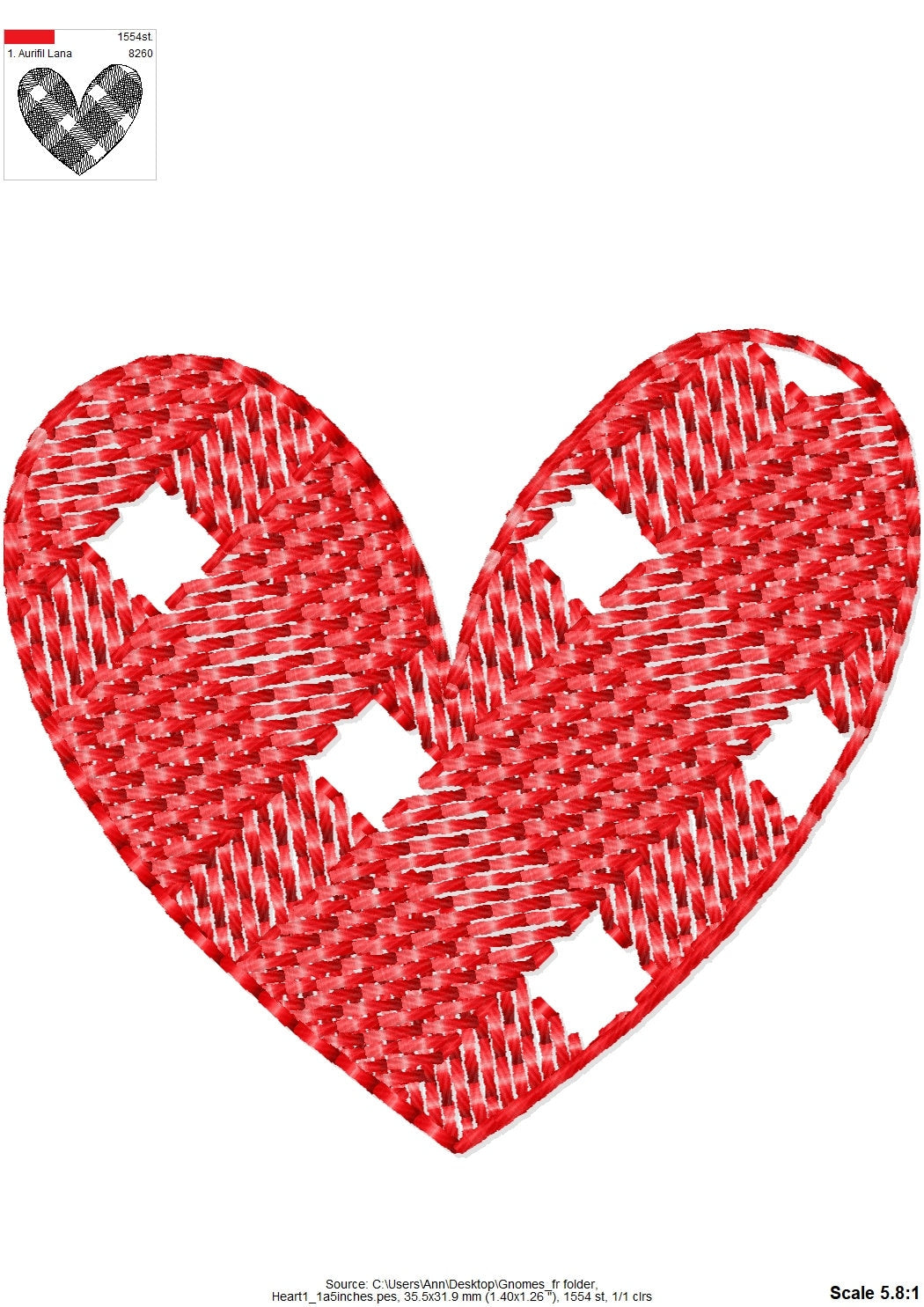 Gingham Plaid Patterned Single Heart
