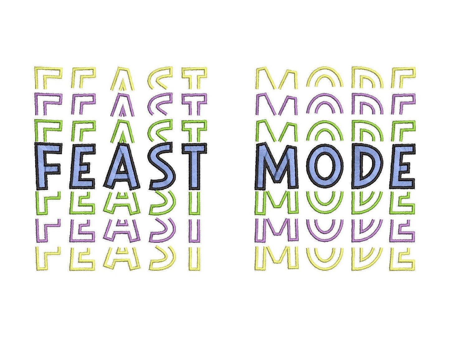 Satin Stitch and Outline Stacked Font