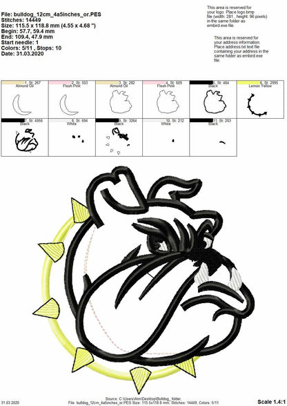 Bulldog Mascot Applique