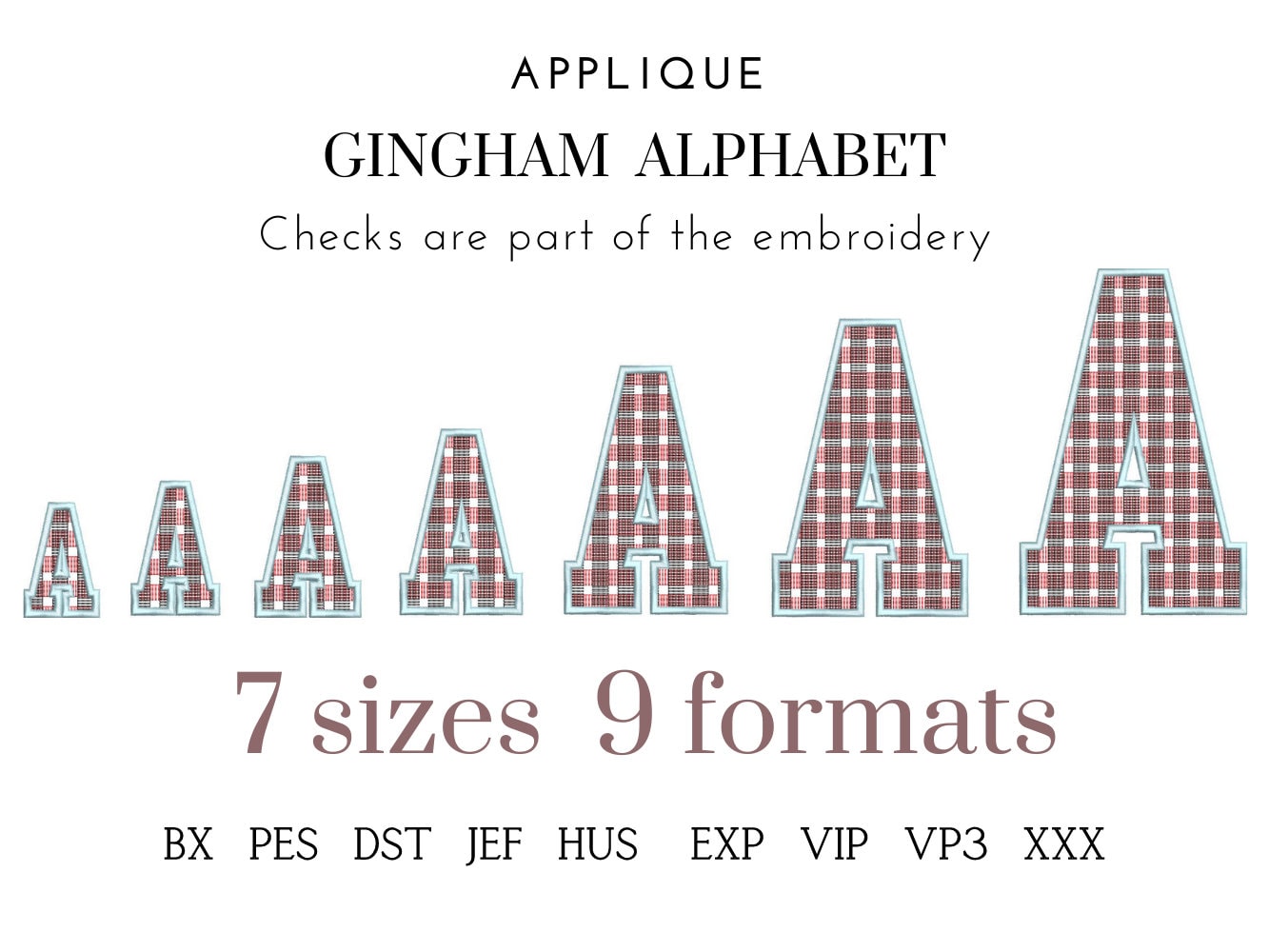 Gingham Block Font Applique Checkered Alphabet