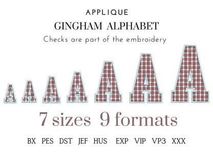 Gingham Block Font Applique Checkered Alphabet