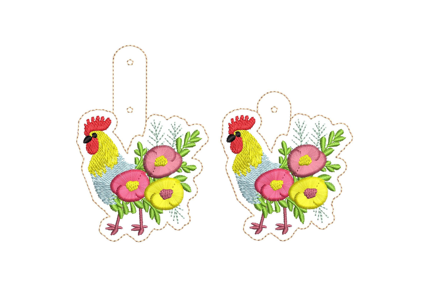 Floral Rooster Keychain