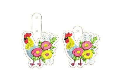 Floral Rooster Keychain
