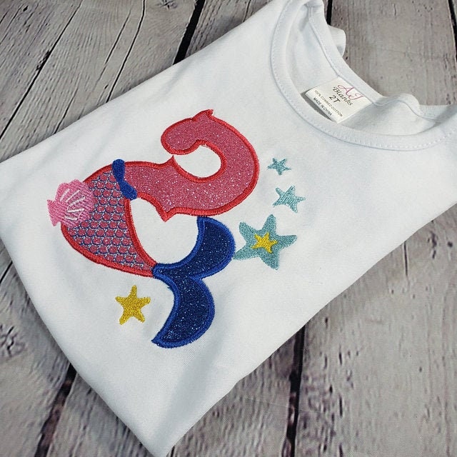 Mermaid Tail Birthday Number Applique
