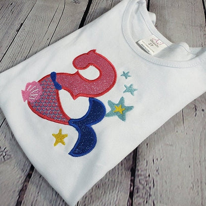 Mermaid Tail Birthday Number Applique