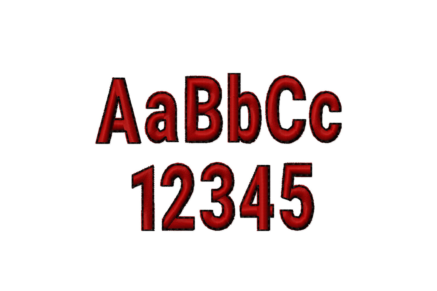 Mini Block FONT satin stitch and outline alphabet uppercase and