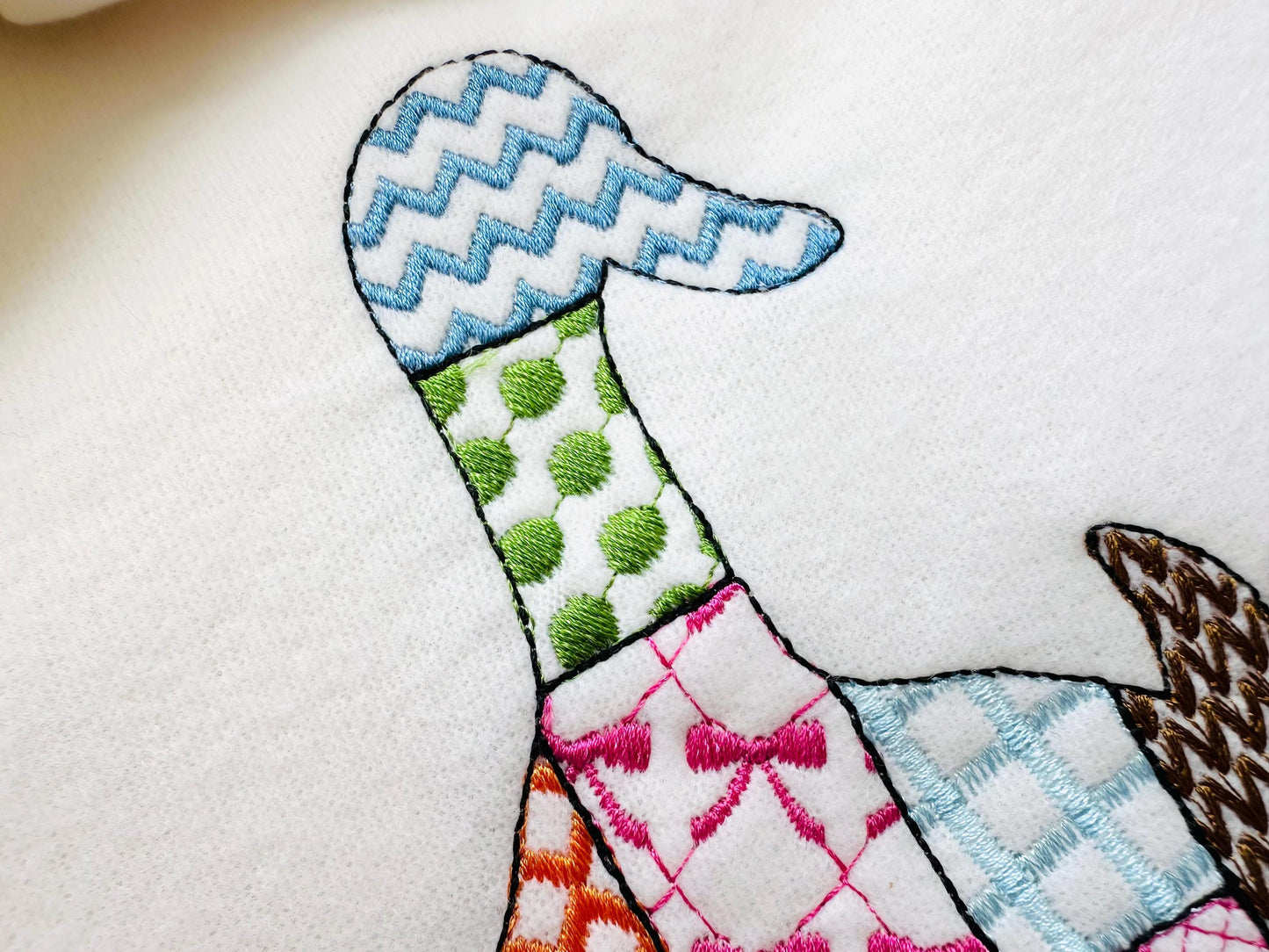 Patchwork Duck Farm bird animal patterned Duck silhouette outline