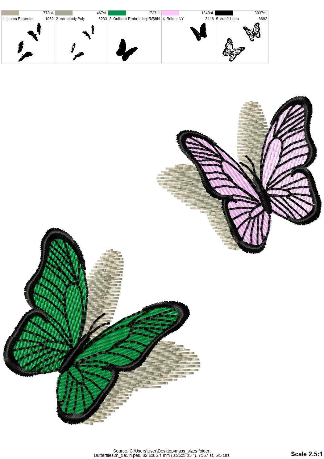 Realistic Small Butterfly 2 in a row