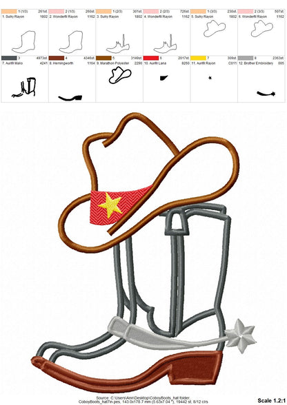 Cowboy Boots and Hat Applique