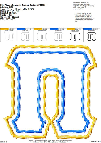 Classic Sororities Greek Font Zig Zag Applique