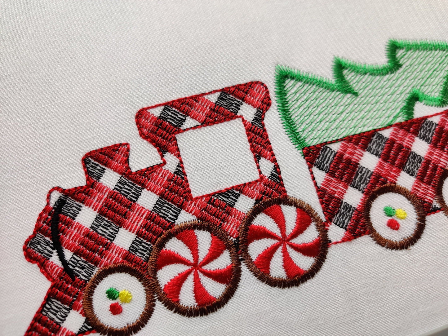 Gingham Plaid Patterned Christmas Train Candy Wheels