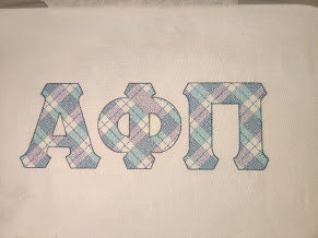 Gingham Plaid Patterned Sororities Greek Font