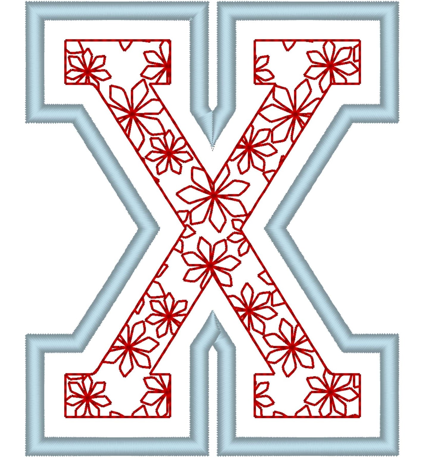 Floral Fill Satin Stitch Outline Varsity Font