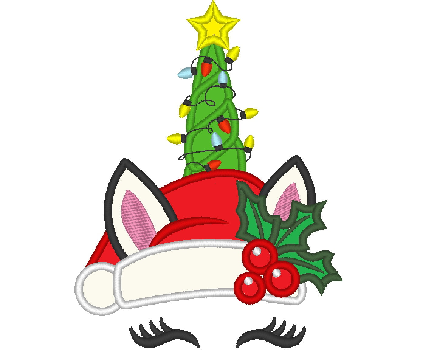 Christmas Unicorn Head with Christmas Tree