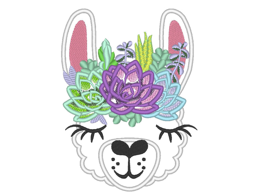 Llama Alpaca Head with Succulent Flower