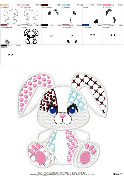 Patchwork Bunny Baby Toy Applique