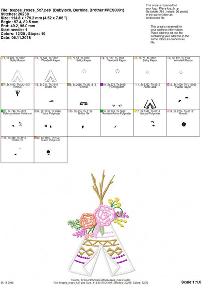 Rose Crown Tepee Teepee Tipi Applique