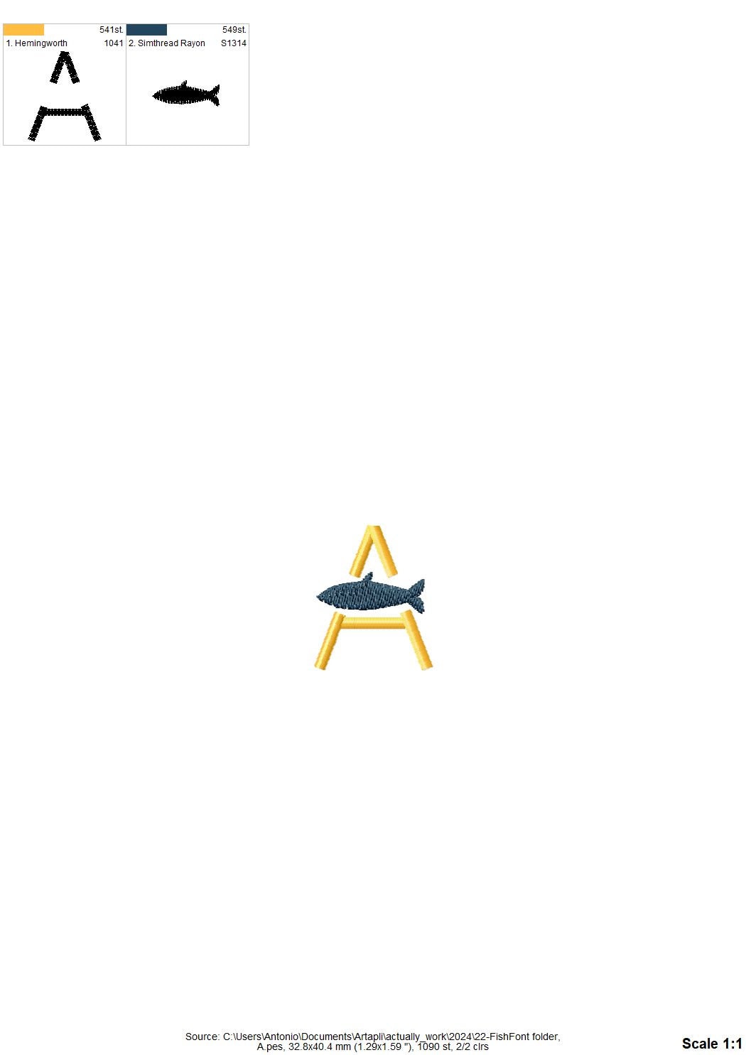 Satin Stitch Fish Font