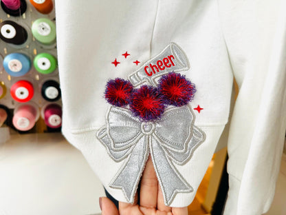 Cheerleader Fringed Pom Poms Bow