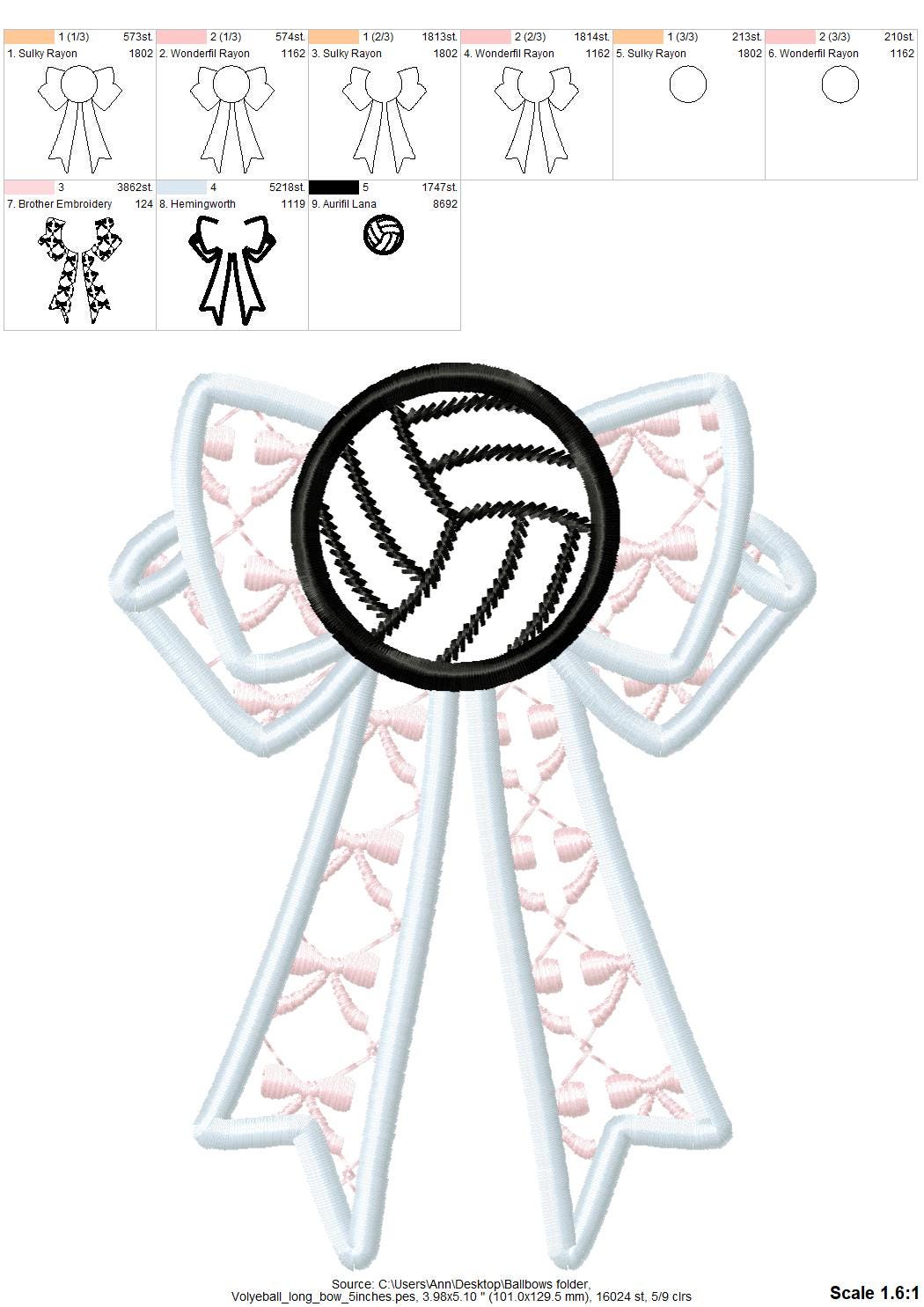 Volleyball Ball Split Side Seam Bow Applique