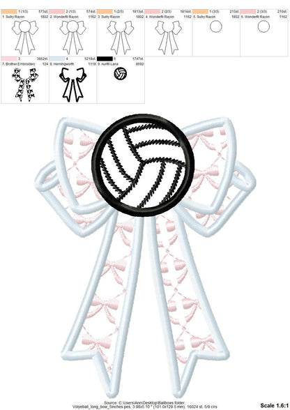 Volleyball Ball Split Side Seam Bow Applique