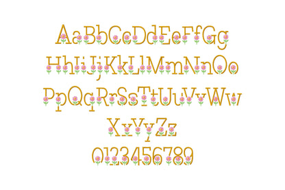 Satin Stitch Spring Flower Font Set