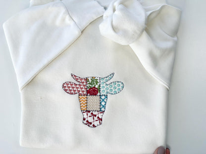 Patchwork Patterned Cow Head