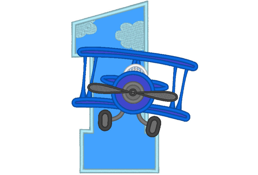 Airplane Cloud Birthday Number 1 One