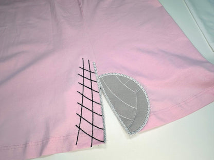 Sports Volleyball split seam side bow Applique machine embroidery