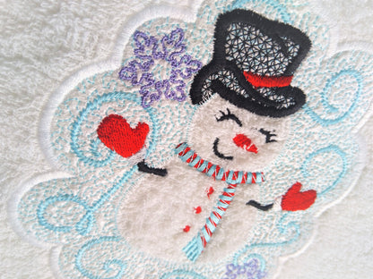 Snowman Embossed Terry Towel