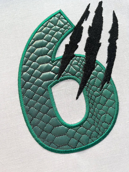 T-rex indominus dinosaur Birthday Number 6 SIX kids boy outfit Applique