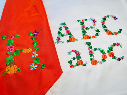 Fall Thanksgiving Pumpkin Floral Font